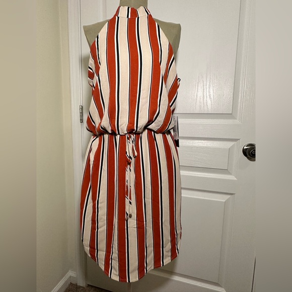 Jodi Kristopher High Neck Sleeveless Striped Dress - Picture 2 of 7